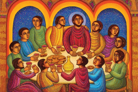 Washing feet & sharing bread